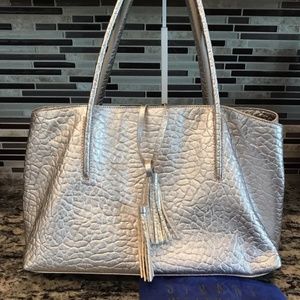 Stewart Weitzman Metallic Gold Tone Tote Bag. Large. With Dust Bag.